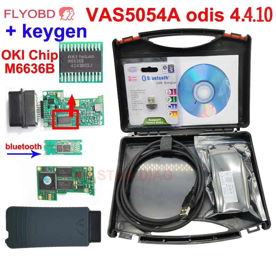 Bluetooth VAS5054A полный чип с OKI Keygen VAS 5054A ODIS 4.4.10 для VW/AUDI/SKODA/SEAT инструменту диагностики Поддержка UDS протоколы
