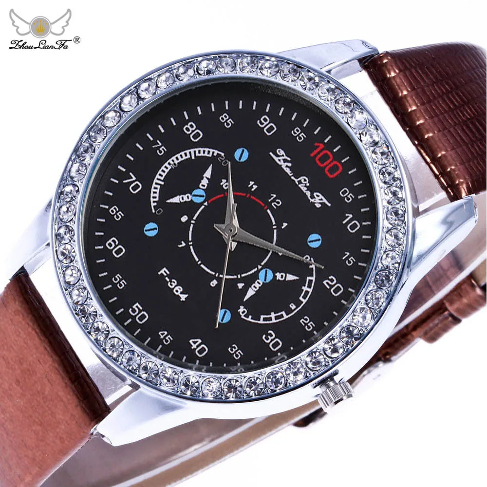 

Creative Car Code Digital Scale Silver Diamond Alloy Dial Brown Leather 20mm Strap Men Couple Sports Quartz Watch Wristwatch C94