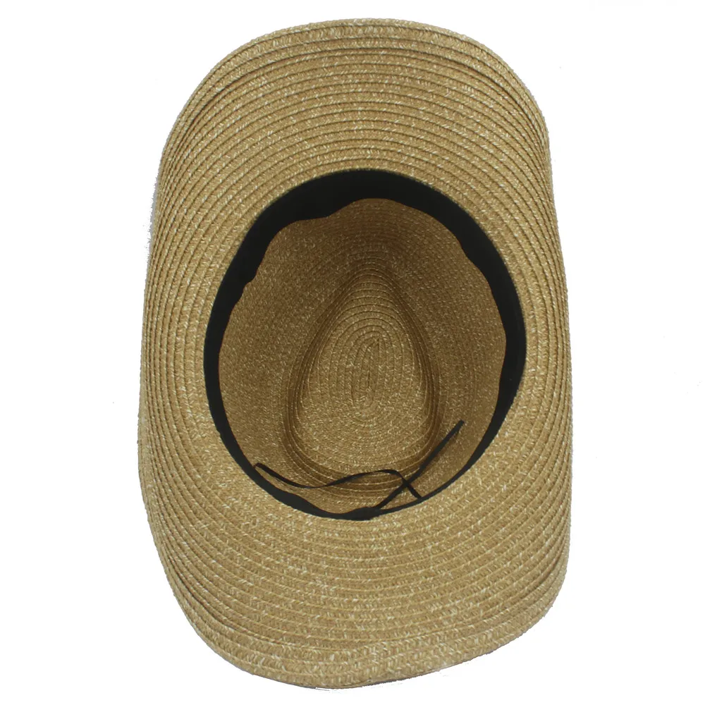 Летняя Соломенная женская мужская открытая западная ковбойская шляпа с модной кожей