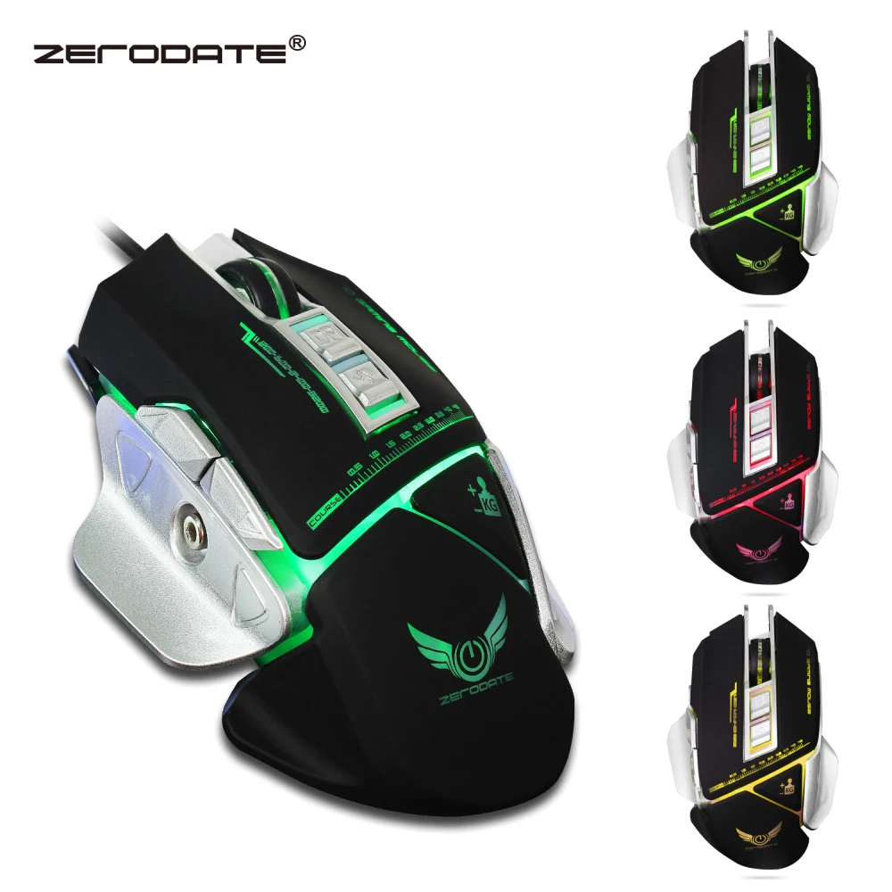 

ZERODATE X400 USB Wired Optical Gaming Mouse with LED Light 3200DPI 7 Programmable Keys Adjustable Weight for PC Laptop