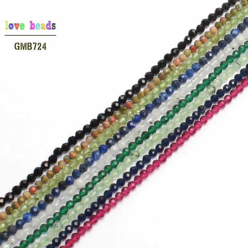 

2MM Natural Faceted Agata Prehnita Lapis Lazuli Stone Round Spacer Beads for Jewelry Making Diy Jewelry 180pcs/lot 15inches