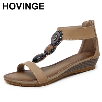 

HOVINGE Women Sandals Hot Sale Bohemia Female Summer Wedge Heel Sandals Women Comfortable Flip Flops Women Shoes