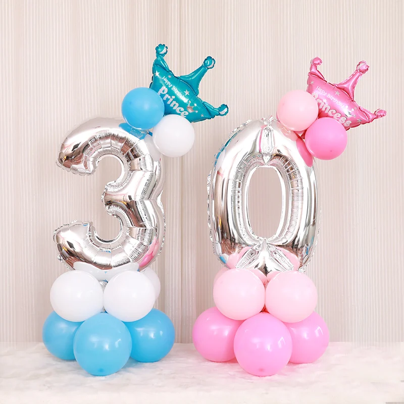 32 дюйма Корона Numeber Алюминий Фольга шар для детского День рождения Baby Shower Anniversaire Украшенные воздушные шары