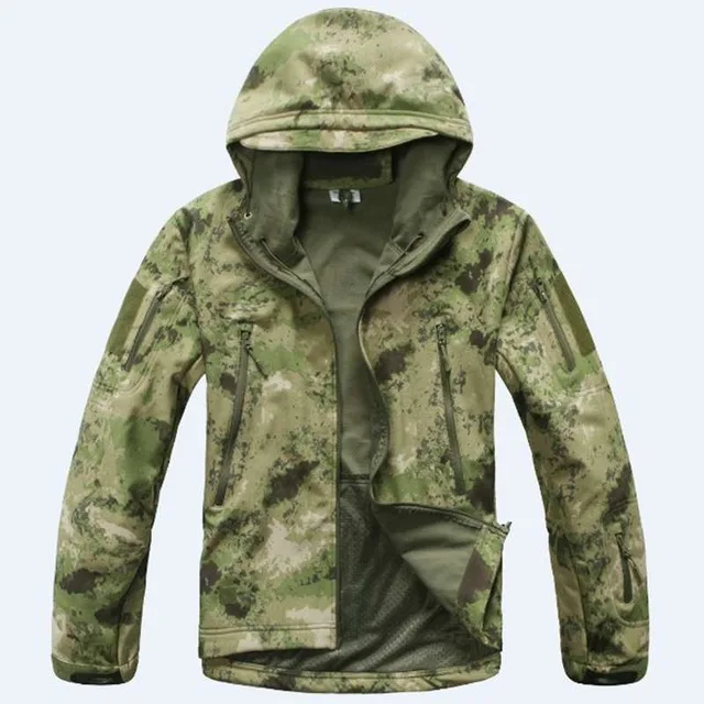 Куртка или брюки в стиле милитари из мягкой кожи акулы, Мужская водонепроницаемая ветрозащитная теплая куртка, камуфляжная армейская одежда - Цвет: fg jacket