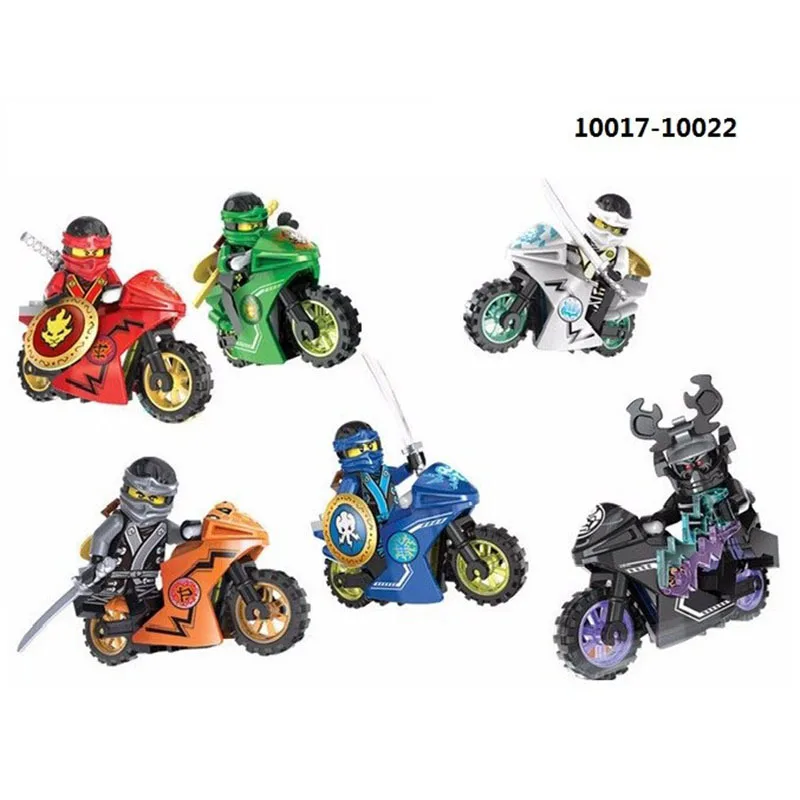 

Legoings Ninjagoing 6Pcs Ninja Motorcycle Block Set Kai Jay Zane Cole Lloyd Carmadon Tornado Bike Compatible Kids Building Toy