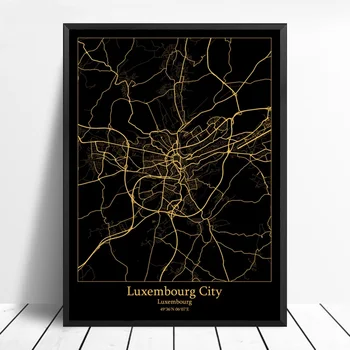 

Luxembourg city map Black and Gold City Map Modern City Canvas Art Print Wall Pictures for Living Room No Frame