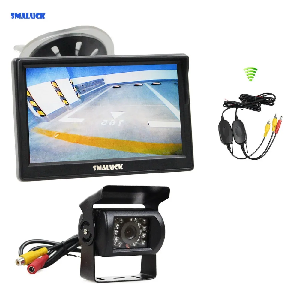 

SMALUCK Wireless 5" LCD Display Rear View Car Monitor Waterproof CCD Reverse Backup Car Truck Camera IR Night Vision