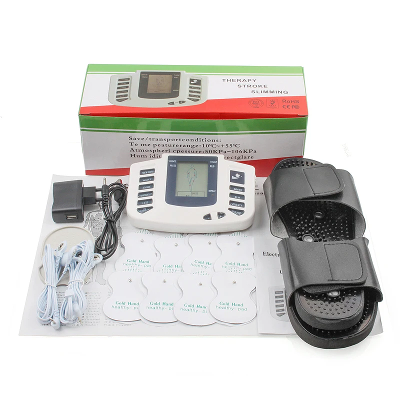 JR-309, русская кнопка, электроestimulador, мышечный Массажер для расслабления тела, пульс, акупунктурная терапия, тапочки+ 8 подушечек+ коробка
