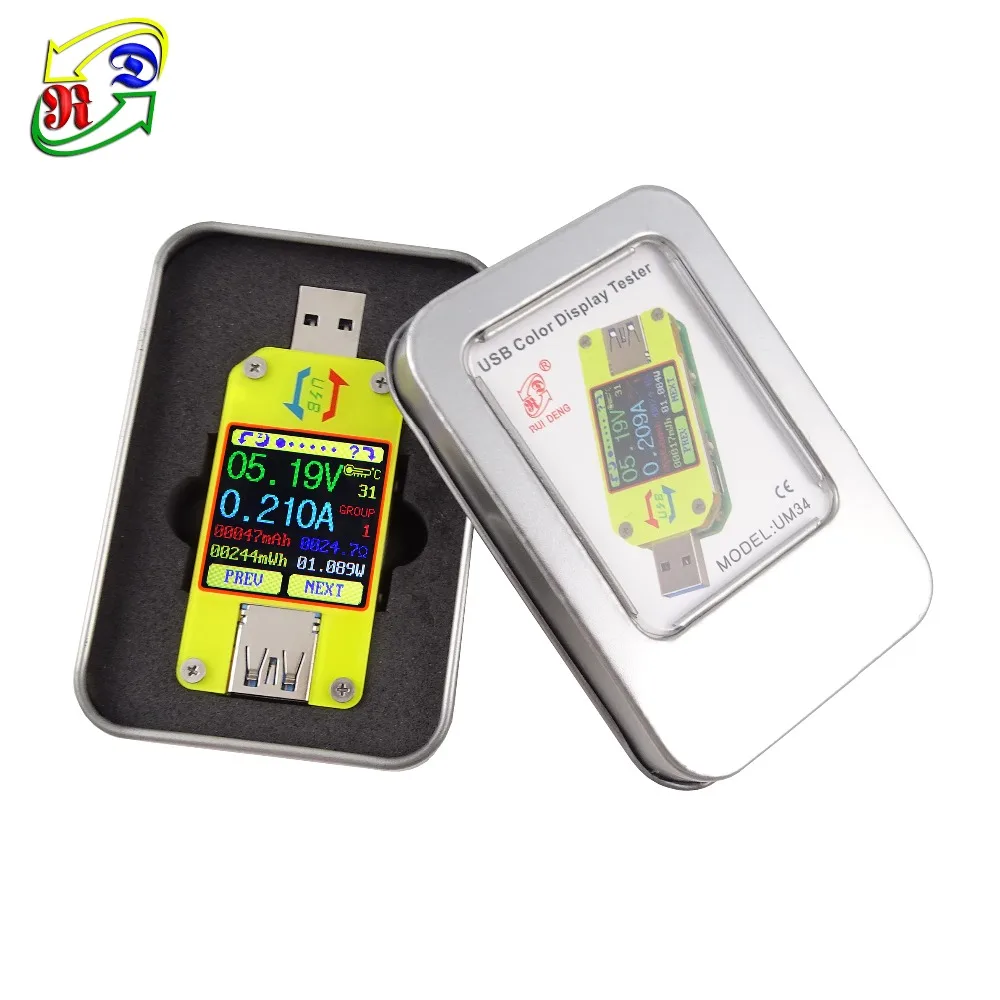

DC Voltmeter UM34 UM34C APP USB 3.0 Type-C ammeter voltage current meter battery charge measure cable resistance Tester dropship
