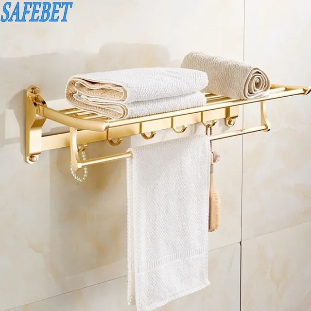 Safebet Brand Rose Gold Bathroom Folding Towel Rails Wall Mounted Safebet Brand Rose Gold Bathroom Folding Towel Rails Wall Mounted Clothes Hanger Hook Frame Organizer