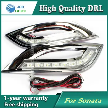 

Free shipping !12V 6000k LED DRL Daytime running light case for Hyundai Sonata 2011-2013 fog lamp frame Fog light Car styling