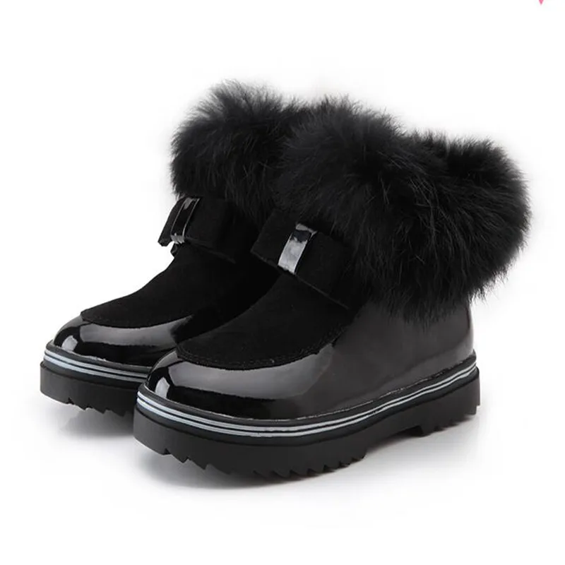 

models Winter Child Leather Snow Boots For Girls Boys Warm Martin Boots Casual Plush Child Baby Toddler Shoes