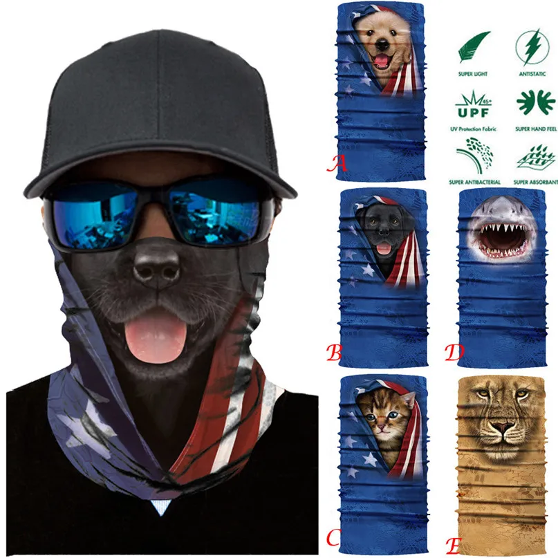 Balaclava Face Mask Cycling Motorcycle Ski Neck Warmer Scarf 3D Animal Magic face mask Men Head Bandana Scarf Sun Mask (2)