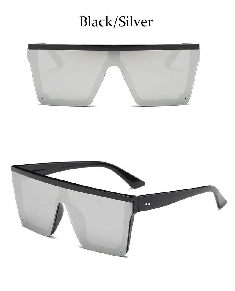Квадратные женские крупные солнцезащитные очки зеркальные очки Брендовые дизайнерские плоские солнцезащитные очки для мужчин модные очки в крупной оправе с заклепками