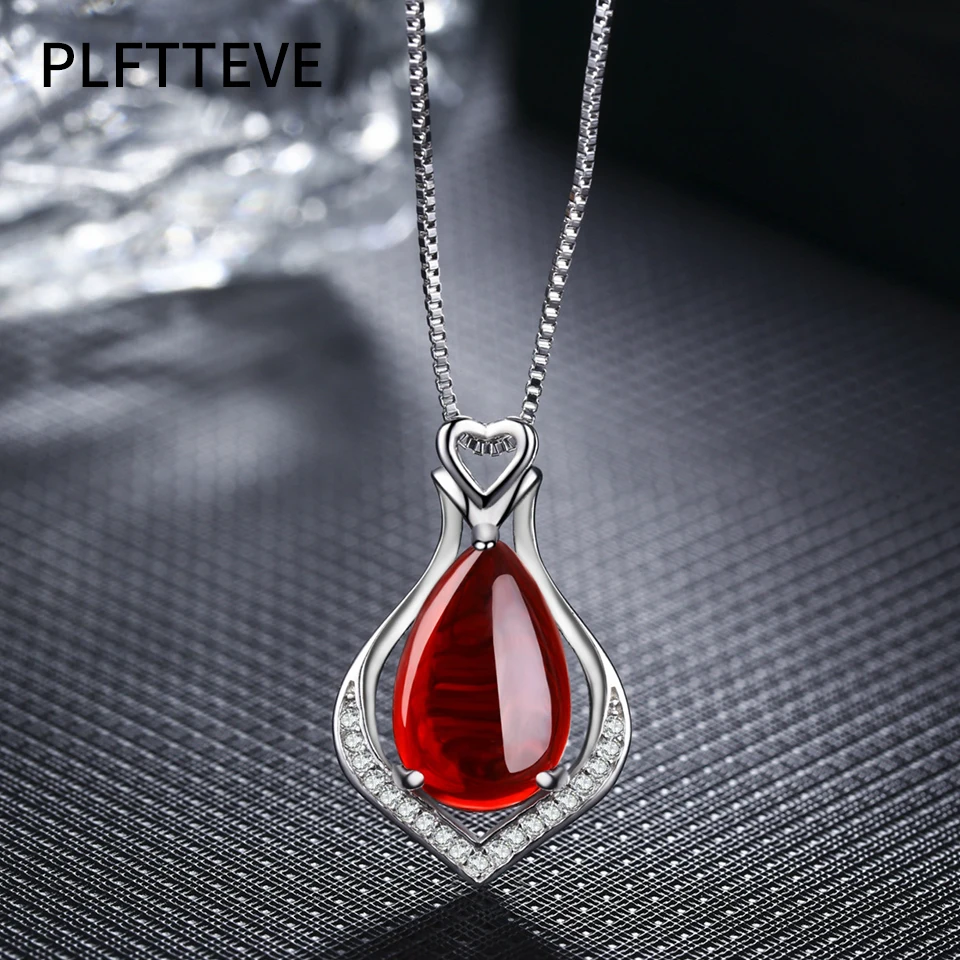 

Zircon Red Green Stone Necklaces Pendants For Women Silver Color Long Chain Female Pendant Necklace Fashion Jewelry Collier 2019