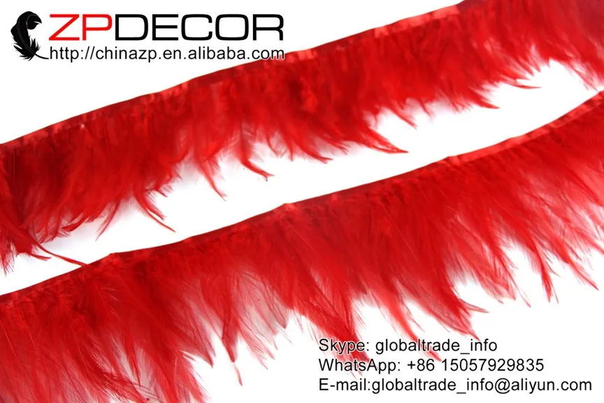 red Rooster Neck Hackle Feather Trim (12)