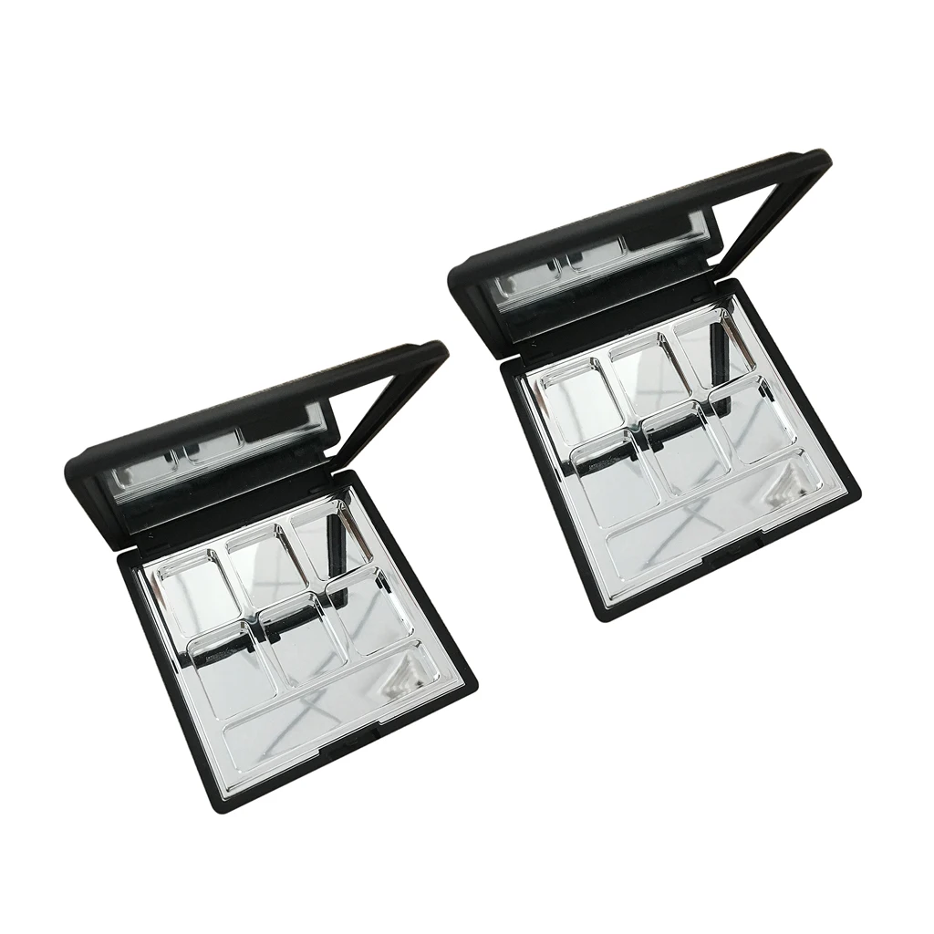 

2Pcs Empty Eyeshadow Containers with 6 Aluminum Grids, DIY Eye Shadow Pigment Tray Holder Case For Women Girls Makeup