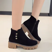 Spring Autumn Platform Women Ankle Boots Square Med High Heel Woman Short Boots botas High Quality Plus Size 34 – 40 41 42 43