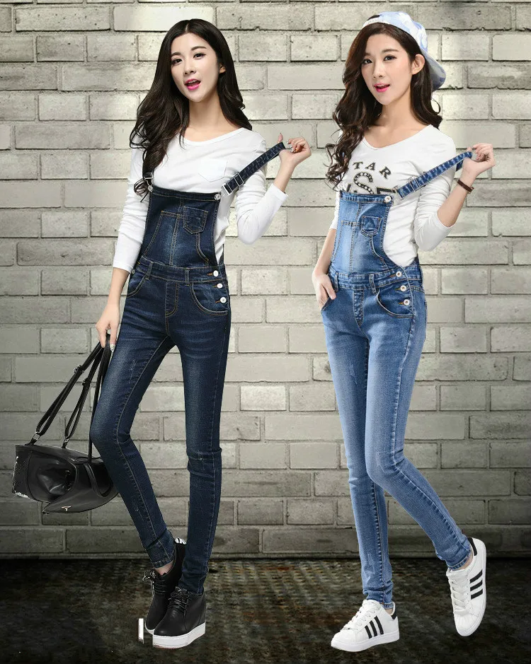 QMGOOD Корея женские джинсы женские джинсовые комбинезоны 2019 модные женские джинсы комбинезон на подтяжках брюки женская уличная одежда