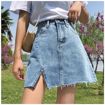 

Spring Summer High Waist Korean Lady Denim Skirt Jeans Women