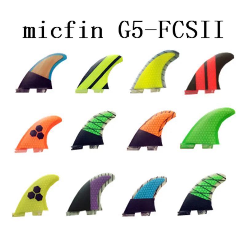 Micfin Стекловолоконный и сотовый плавник для доски серфинга thruster FCS 2 fin surf fins 1 II