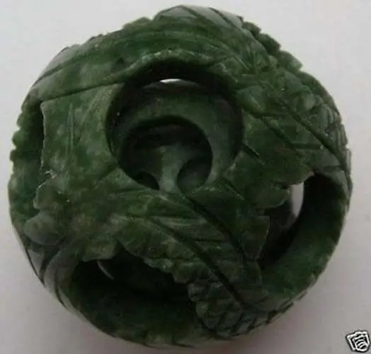

55mm Splendiferous Chinese jade flower magic Puzzle Ball + Stand