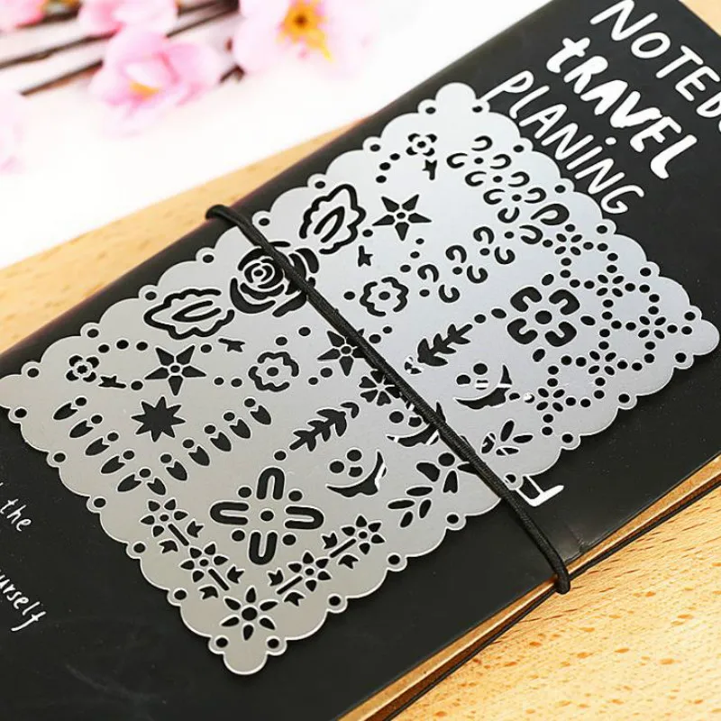 

1 Pcs Cute Flower Lace Stencils Metal Template Rulers Planner Stencils Journal/Notebook/Diary/Scrapbook Drawing Template Ruler