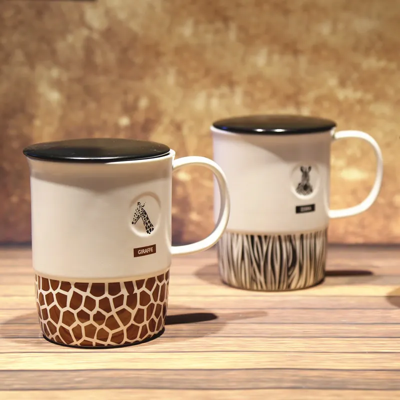 Уникальная африканская керамическая чашка для животных, пастбища, леопарда, жирафа, зебры, керамическая кружка