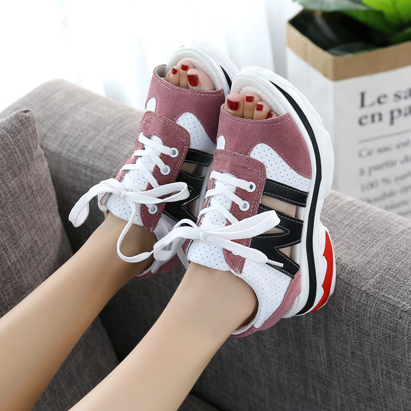 Lucyever Fashion Women Sandals 2019 Summer Breathable Comfort Ladies Walking Shoes Casual Lace Up Platform Sandals Shoes Woman Lucyever Fashion Women Sandals 2019 Summer Breathable Comfort Ladies Walking Shoes Casual Lace Up Platform Sandals Shoes Woman