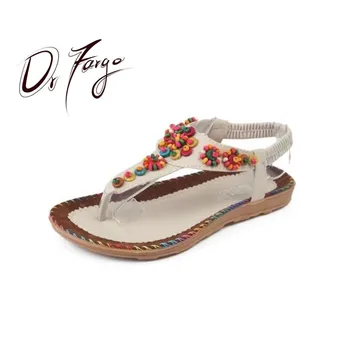 

DRFARGO 2019 Fashion Sandals Women's Summer Shoes Flip Flop T stap colorful Beads size 35 41 42 Beach Shoes Mujer Zapatos PX32