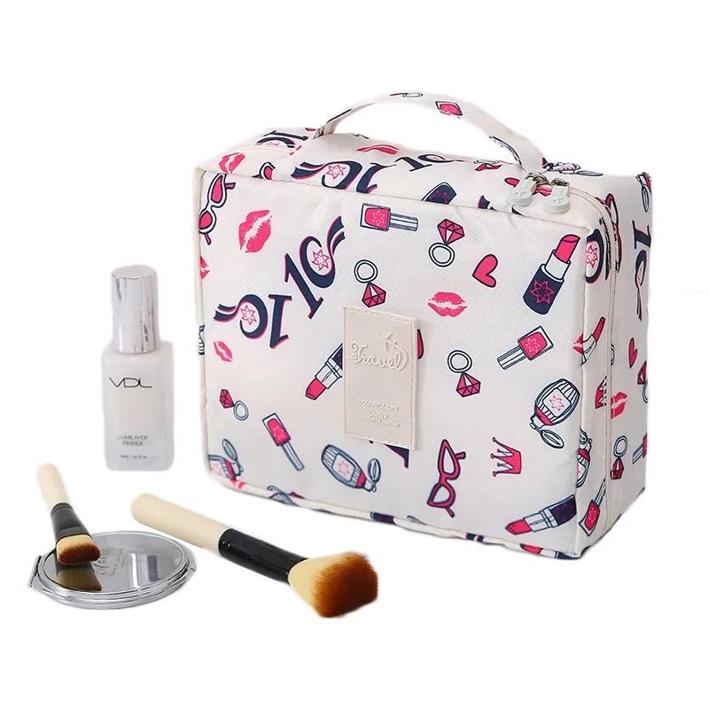 

LHLYSGS New Flower Cosmetic Bag Women Travel Waterproof Portable Makeup Bag Beauty Necessity Toiletry Kit Organizer Makeup Bag