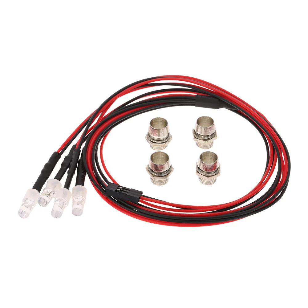

4 LED Lights Kit 2 White 2 Red for 1/10 1/8 Traxxas HSP Redcat RC4WD Tamiya Axial SCX10 D90 HPI RC Car
