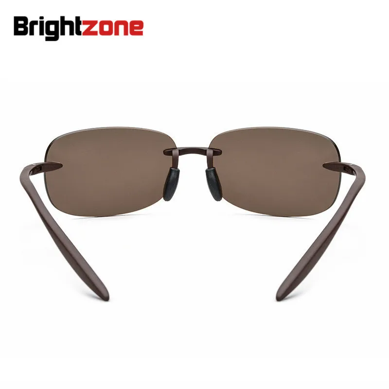 Brightzone New TR90 Rimless Polarized Designer Clear Sunglasses Male Pilots Men Luxury Brand Light Fishing Sun Glasses UV400