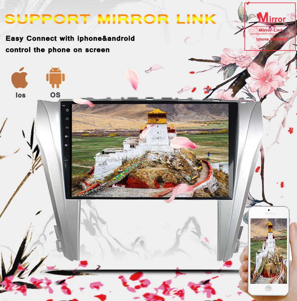 Flash Deal HD IPS 1024*600 Android 9.0 4G RAM car audio a/v multimedia gps navi system For toyota camry 2015 2016-19 3/4g wifi rds dab dvr 7