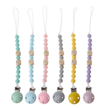 

2018 Baby Infant Toddler Dummy Pacifier Wooden Soother Nipple Clip Chain Holder Strap JUN11_17