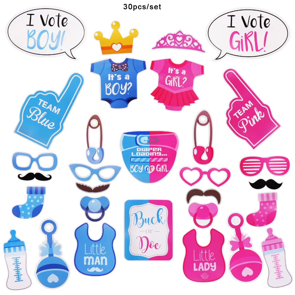 

30PCS/Set It Is A Girl Boy Baby Shower Birthday Party Photo Booth Props NewbornGIRL Photobooth Props 1st Birthday Baby shower