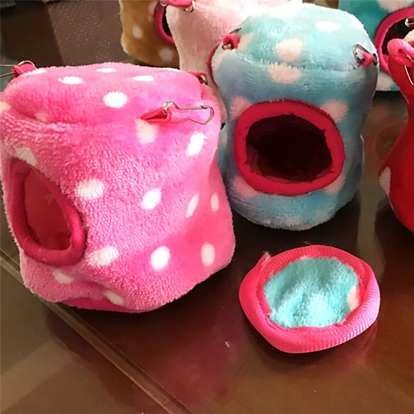 Winter Flannel Hanging Nest Bed For Hamster Ferret Guinea Small Animals Nest Cave Soft Sleep Mat Small Pet Supplies 40DC28 (8)