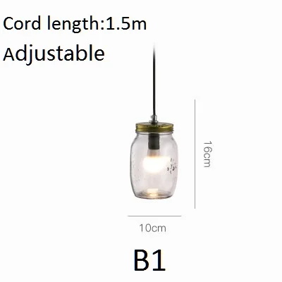 LukLoy цветная стеклянная бутылочка подвесной светильник s светодиодный кухонный светильник светодиодный светильник прикроватная подвесная потолочная лампа лампы Лофт светильник ing светильники - Цвет корпуса: B1