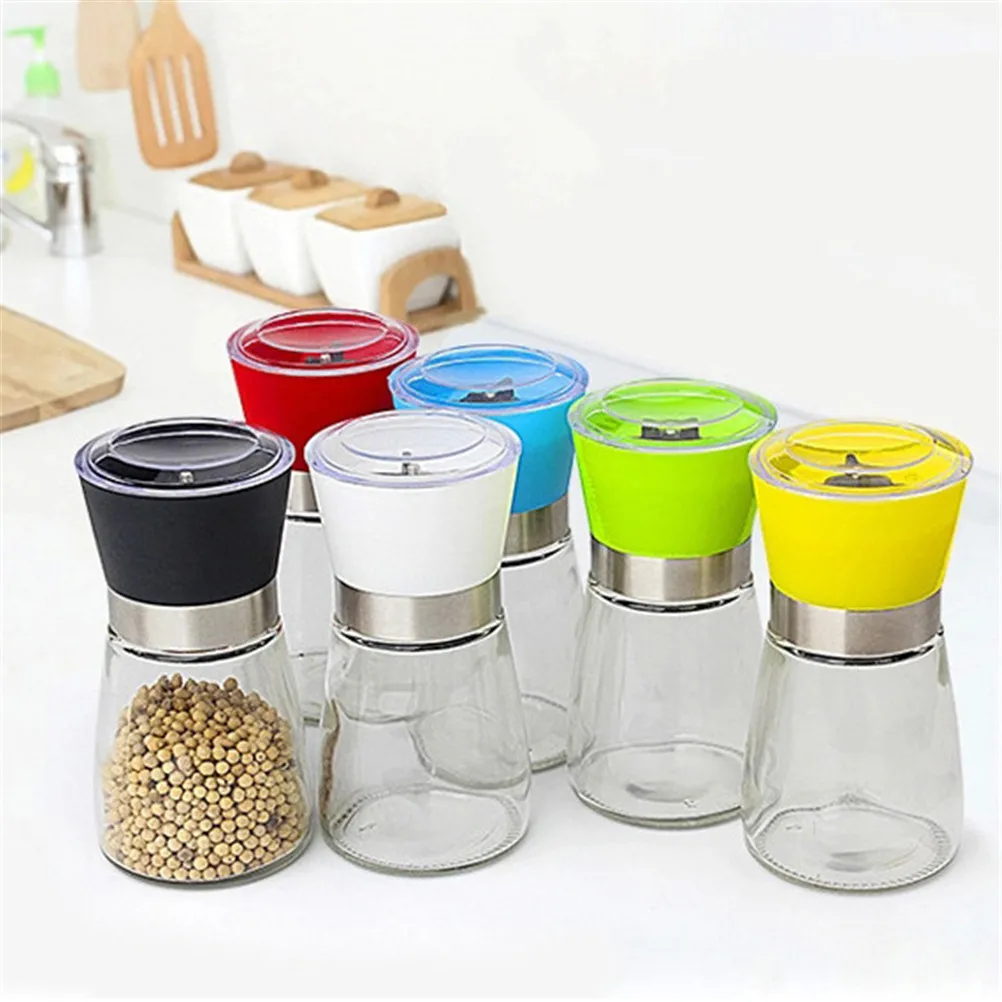 Household Glass Salt and Pepper Grinder Stainless Steel Pepper Mill