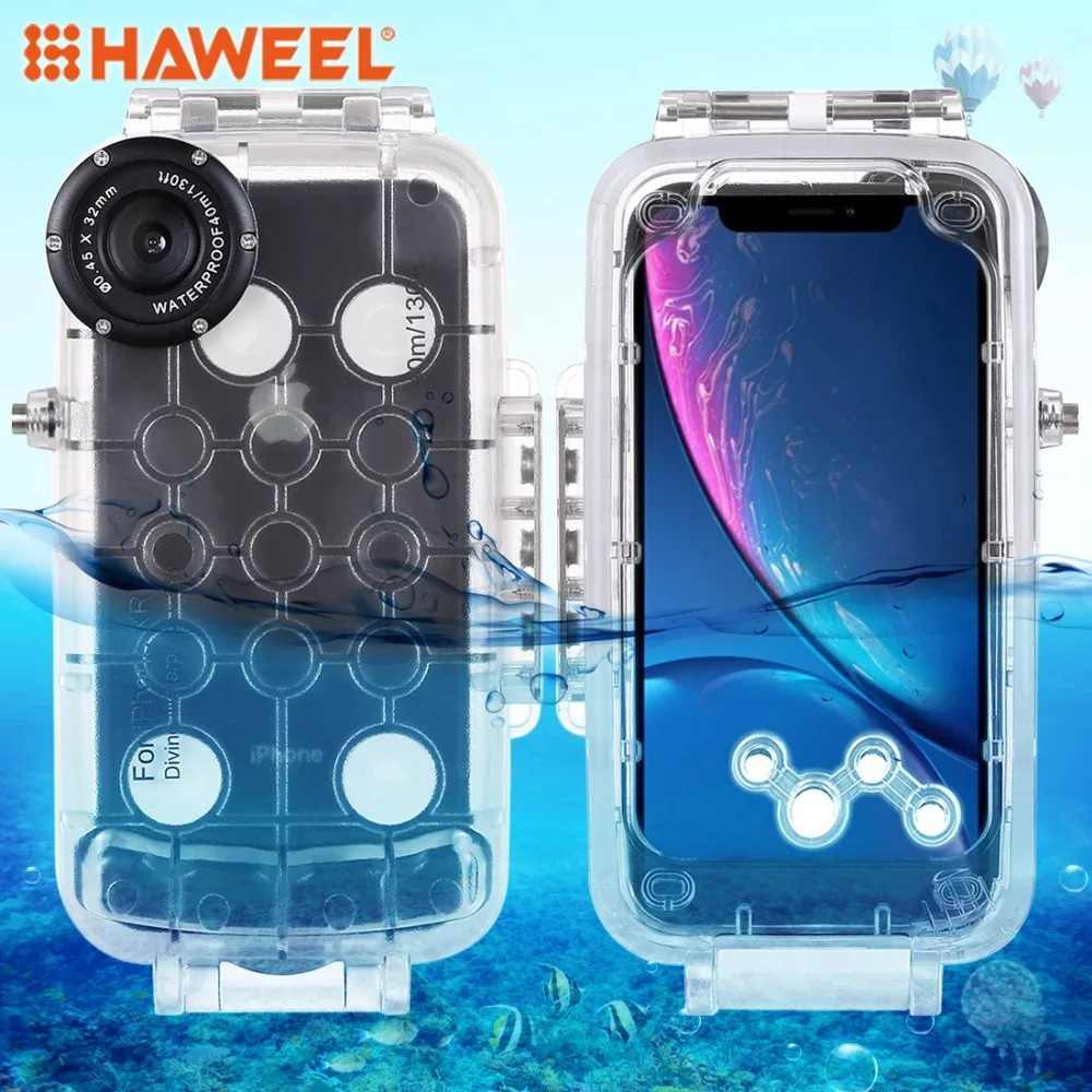 HAWEEL Diving Housing For iPhone XR Case 40m/130ft Waterproof Diving