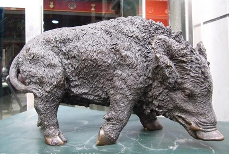 

JP S1069 Chinese Beautifull Pure Bronze Refined animal wild boar Pig Art sculptue statue