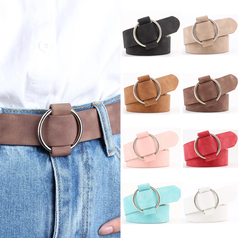 

Women Ladies Classic Round Metal Buckle Belt Dress Jeans Casual Waistband Belt BLTYN0306