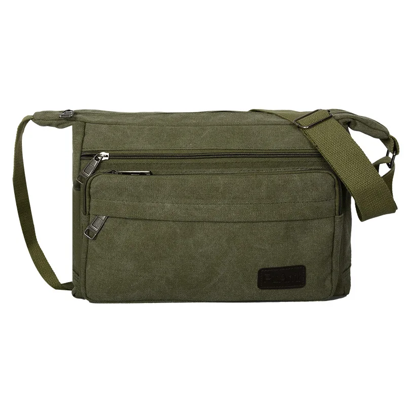 قماش حقائب كتف للرجال الرجعية الصلبة الألوان رسول قوية حقائب مصنوعة من القماش خمر نمط Crossbody أكياس متعددة الوظائف وجيزة