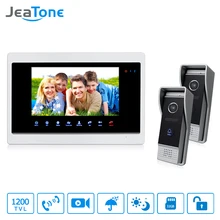 JeaTone 7″Video Door Bell Phone 2 IR Night 1200TVL Doorbell camera and 1 TFT Hands-free Touch Button Intercom System Kit