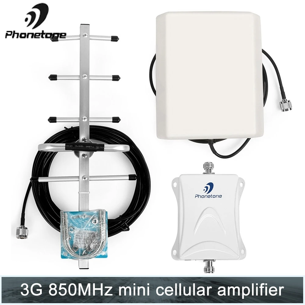 

70db High gain 850MHz Mobile Phone Signal Booster Repeater GSM 3G Amplifier Kits Panel indoor+ Yagi outdoor Antenna