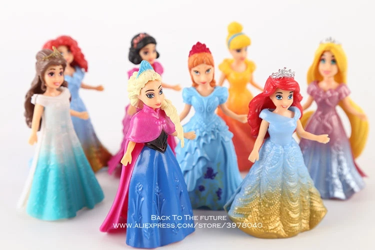 Najtaniej Disney księżniczka magiczny klips lalki sukienka Magiclip 8 sztuk zestaw 9cm figurka Anime dekoracja kolekcja zabawki figurkowe model dziecko