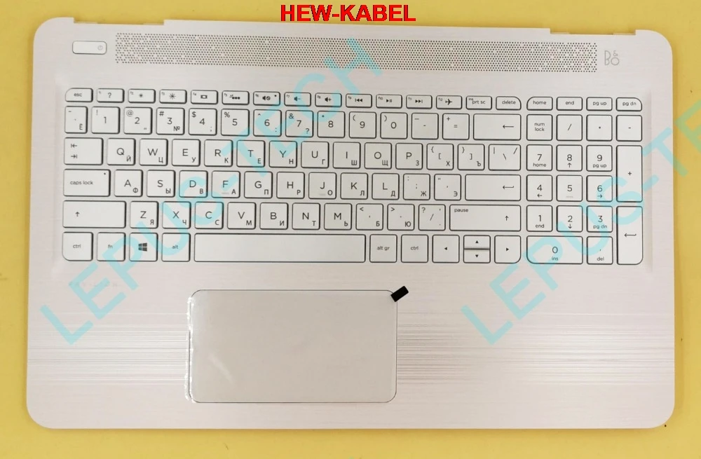 

Russian RU layout keyboard for HP 15-AU with backlight with palmrest white silver color