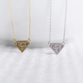

DANGGAO Super S Logo Necklace Jewelry pendant choker Necklace for women girls child super hero tiny delicate necklace gift