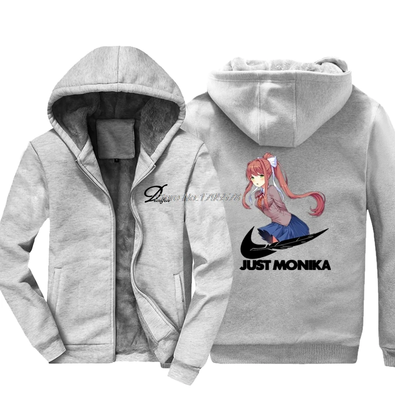 Толстовка с надписью «Just Monika» и надписью «Doki»; мужская толстовка с принтом аниме «Do It»; Топы в стиле хип-хоп; куртки; хлопковая уличная одежда