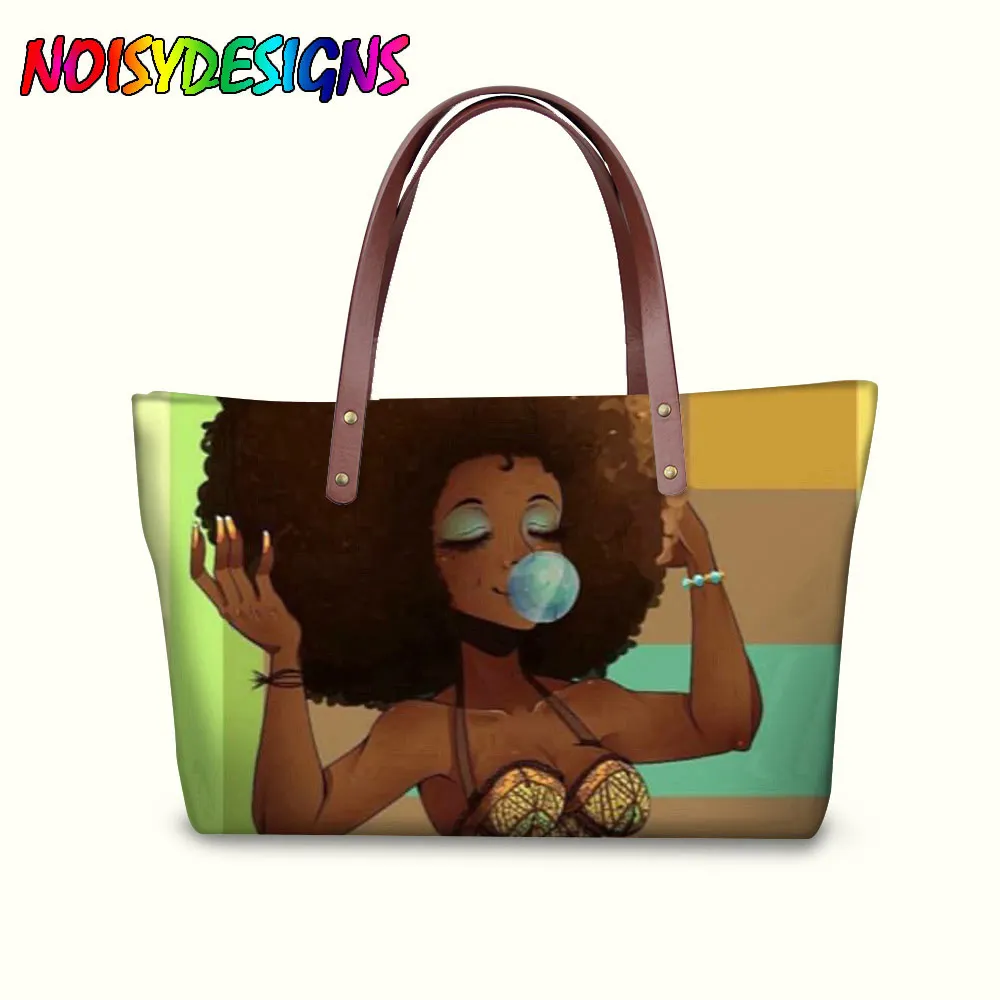 

Art African Girls Printed Fashion Ladies Tote Bag Stylish Feminine Bags Casual Tote bag Women Big Handbags Women Shoulder Bag